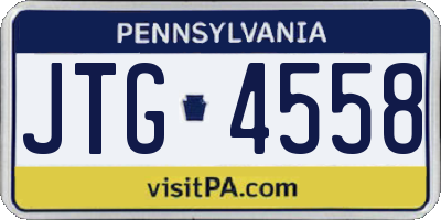 PA license plate JTG4558