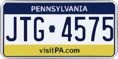 PA license plate JTG4575