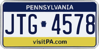 PA license plate JTG4578