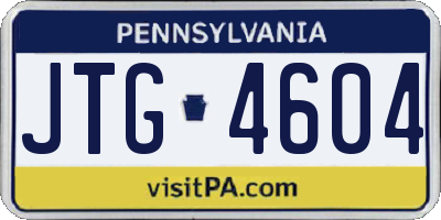 PA license plate JTG4604
