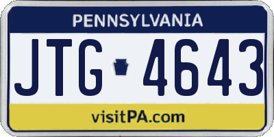 PA license plate JTG4643