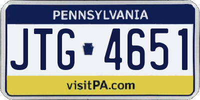 PA license plate JTG4651