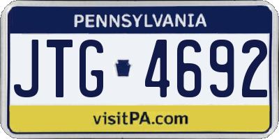 PA license plate JTG4692