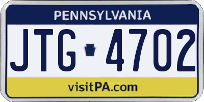PA license plate JTG4702