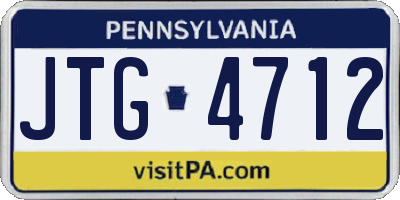 PA license plate JTG4712