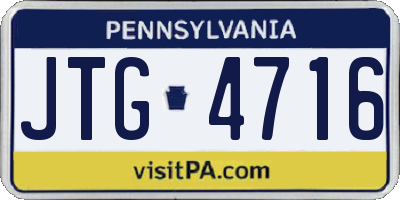 PA license plate JTG4716