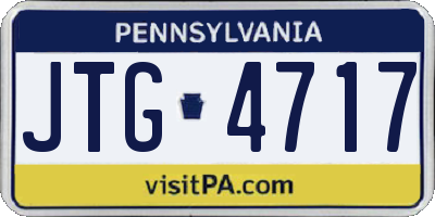 PA license plate JTG4717