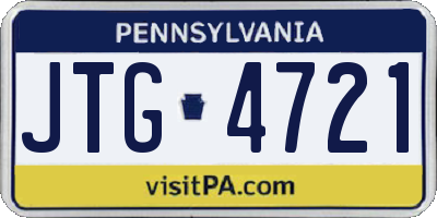 PA license plate JTG4721