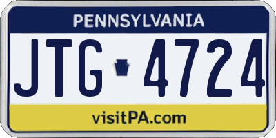 PA license plate JTG4724
