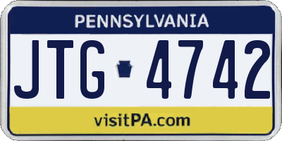 PA license plate JTG4742