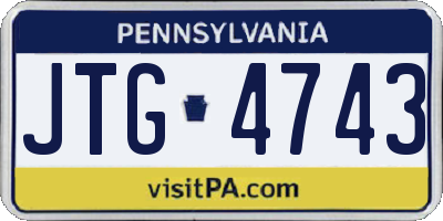 PA license plate JTG4743