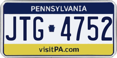 PA license plate JTG4752