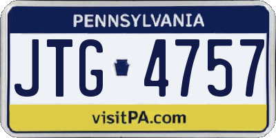 PA license plate JTG4757