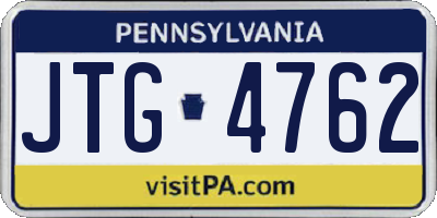 PA license plate JTG4762