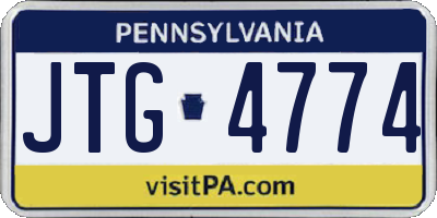 PA license plate JTG4774