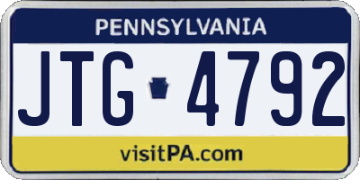 PA license plate JTG4792