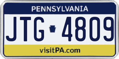PA license plate JTG4809