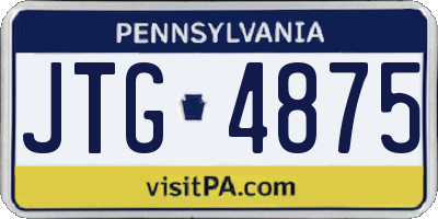 PA license plate JTG4875