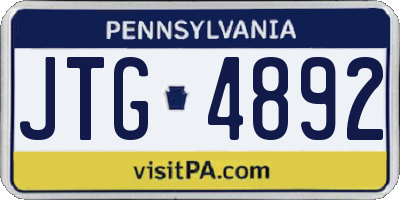 PA license plate JTG4892