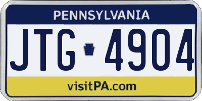 PA license plate JTG4904