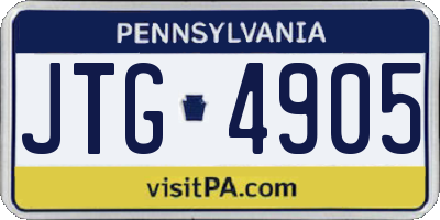 PA license plate JTG4905