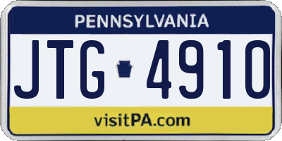PA license plate JTG4910