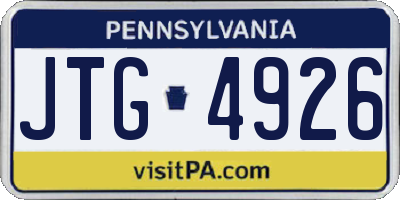 PA license plate JTG4926