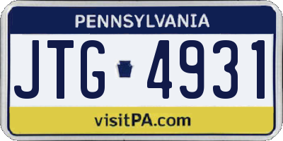 PA license plate JTG4931
