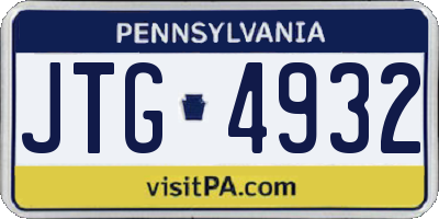 PA license plate JTG4932