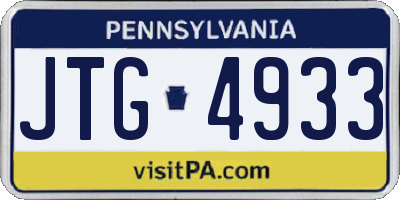 PA license plate JTG4933