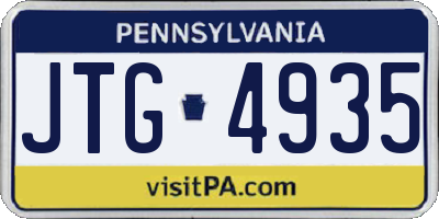 PA license plate JTG4935
