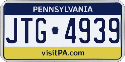 PA license plate JTG4939
