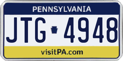PA license plate JTG4948