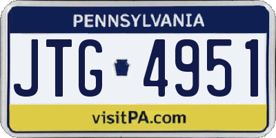 PA license plate JTG4951