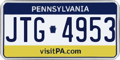 PA license plate JTG4953