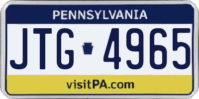 PA license plate JTG4965