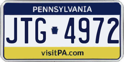 PA license plate JTG4972