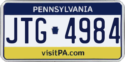 PA license plate JTG4984