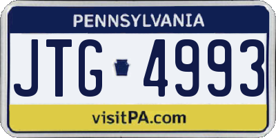 PA license plate JTG4993