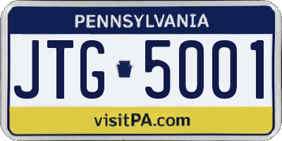 PA license plate JTG5001
