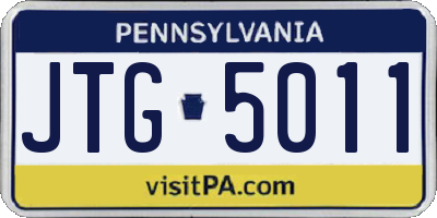 PA license plate JTG5011