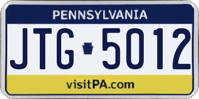 PA license plate JTG5012