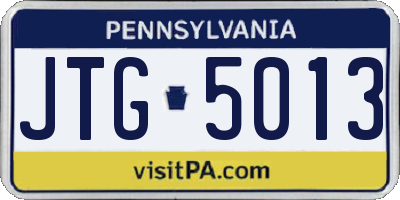 PA license plate JTG5013