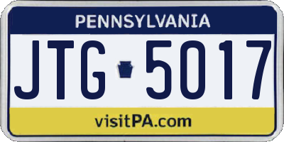 PA license plate JTG5017