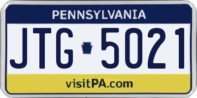 PA license plate JTG5021