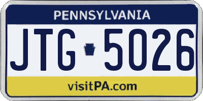 PA license plate JTG5026