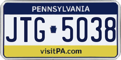 PA license plate JTG5038