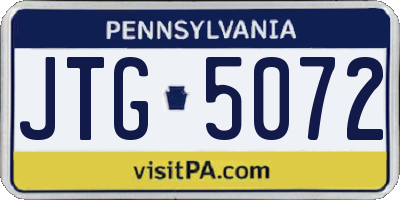 PA license plate JTG5072