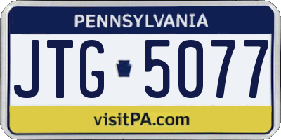 PA license plate JTG5077