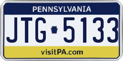 PA license plate JTG5133